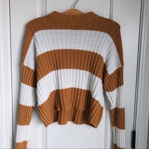 American Eagle Mustard Yellow Striped Sweater